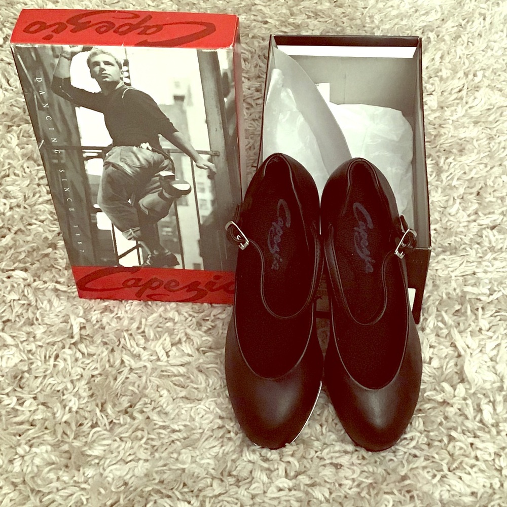 Black Matte leather children character tap shoe